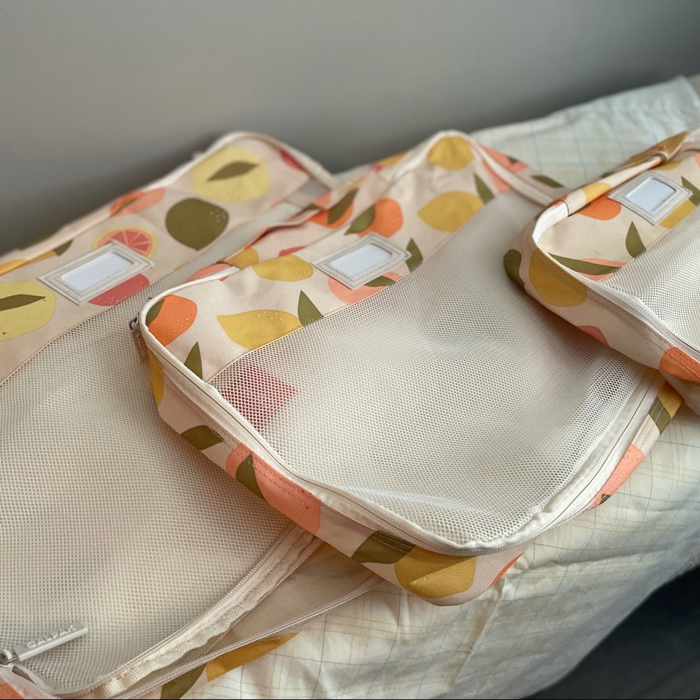 3 size Calpak luggage packing set.